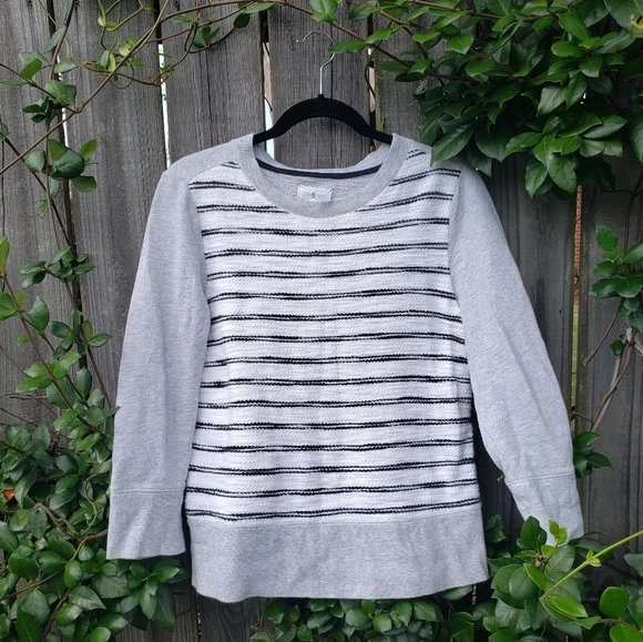 Lou & Grey crewneck sweater w/ textured stripes - Picture 1 of 9
